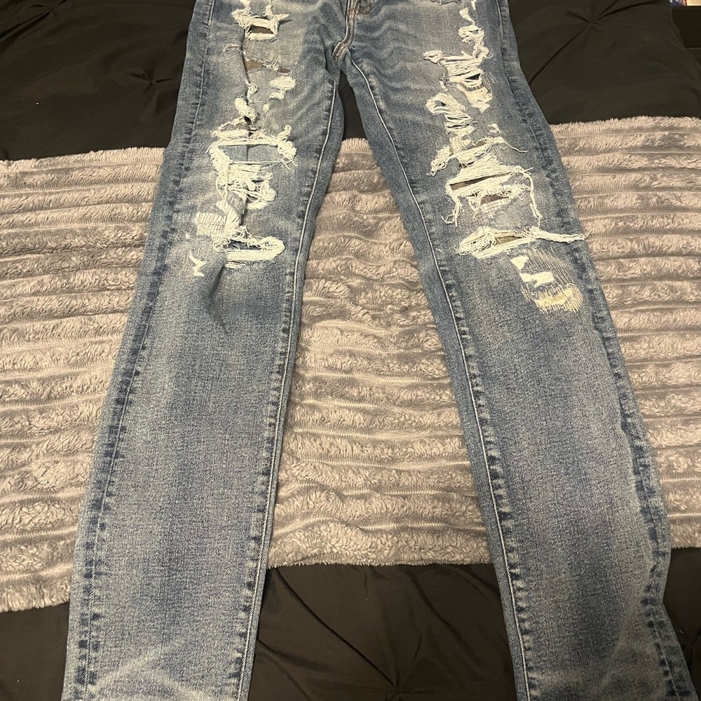 American Eagle Outfitters Distressed Light Blue Skinny Jeans